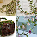 Miniatyrbild 4 av 5: Band, grönt blad trim satinband, olivbladsband sträng, konstgjorda gröna blad, kan användas för förpackning etc (grön, 15 m, 2 rullar)