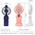 Miniatyrbild 3 av 4: Bärbar Fläkt, Mini Handhållen Fläkt med Vattenspray 3000mAh Uppladdningsbart Batteridriven Dimfläkt med 5 Hastigheter, 90° Vikbar White