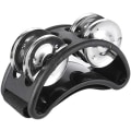 Pikkukuva 4 / 5: Jalkatambourine Percussion -lyömäsoitin Jalkarumpusetti Metallisella Helinällä Kitararumpu Tarvike Instrumentti (Musta)
