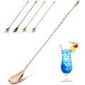 Miniatyrbilde 1 av 5: Cocktail-omrøringskje i rustfritt stål, lange håndtak, lang vridd cocktail-omrører for bartender, lang og attraktiv spiraldesign for omrøring Rose gold