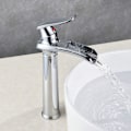 Miniatyrbillede 3 af 5: Chrome Basin Hane Vandfald Blandebatteri til Badeværelse (Top)