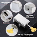 Miniatyrbillede 4 af 5: Skydevinduesstopper, skydevindueslås med justerbar nøgle skydedørsblok vindue, til børne- og babyssikkerhed (1 stk.)