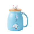 Miniatyrbillede 1 af 5: Tekop med ske og låg, keramisk kaffekop, kawaii katte kop, søde tekopper, søde ting, fødselsdagsgaver, 401-500ml 350ML
