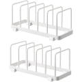Miniatyrbillede 1 af 5: Tallerkenopbevaringsstativ afløb, skærebrætter, bageplader, serveringsbakkeholder, lågorganisator, skabsopbevaring til tallerkener (hvid, 2 pakker)