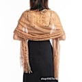 Miniatyrbilde 4 av 4: Kvinners Blomsterblonde Pashmina Sjal Med Frynser - Perfekt For Fester, Ball Og Bryllup White