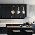 Miniatyrbilde 5 av 5: Nordisk moderne minimalistisk lysekrone glasskule taklampe enkelt hode hengende loft lysekrone soverom (transparent vannbølge)