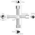 Miniatyrbilde 2 av 5: Kryssnøkkel, fireveis multifunksjonell nøkkel, egnet for elektriske og gassmålerbokser, skap, skyvedørnøkler (sølv)
