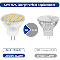 Miniatyrbillede 3 af 4: MR11 GU4 12V LED 4W Varm Hvid 3000K, 350LM, 120° 35mm MR11 35W Halogen Equivalent, AC DC 24V 12V GU4 Indbygget LED Spot, 4stk