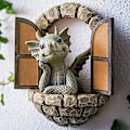 Miniatyrbild 1 av 5: Trädgårdstomte prydnader harts drake staty skulptur miniatyrhus utomhusdekoration