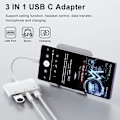 Pikkukuva 2 / 5: USB C - USB -sovitin, 3-in-1 USB C - USB A OTG -sovitin 3,5 mm:n kuulokeliitännällä ja 60 W:n PD-pikalatausportilla