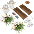 Miniatyrbilde 5 av 5: 2 stk Rustikke vegglampetter Vegglampetter Håndlaget veggkunst Hengedesign med fjernkontroll LED-eventyrlys og hvit peon Peony+brown Board 13”x5.2”x0.6”