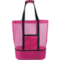 Miniatyrbillede 2 af 3: Opbevaringspose Picnic Strandtaske, Dobbelt Mesh Strand Picnic Taske Ispose Isoleringstaske