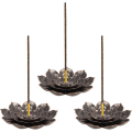 Miniatyrbillede 1 af 5: 3 stk. Retro Lotus Holder Messing Røgelseholder Lotus Stick Røgelsebrænder og Kegle Røgelseholder 6 Røgelse Huller med Aftagelig Askefanger