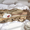 Miniatyrbild 2 av 5: Stickad filt för soffa, fiskbensmönstrad sängöverkast, supermjuk filt, 130x170cm