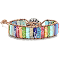 Miniatyrbillede 2 af 5: 7 Chakra armbånd til kvinder med ægte sten læder wrap helbredende perle armbånd kvinder mænd Boho venskabssmykker
