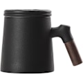 Miniatyrbillede 1 af 5: Blå og Hvid Tekopper med Træhåndtag Keramisk Tekop med Infuser og Låg Kop til Infusion af Løse Blade Te amarillo