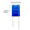 Pikkukuva 2 / 5: 2 kpl 8.5x17x21mm Superkondensaattori 5.5V 2F Super Farad -kapasitanssi Käämitystyyppinen energian varastointi ajoneuvoon varmuuskopiointiin 2F