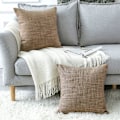 Pikkukuva 5 / 5: 2 kpl tyynynpäällistä, yksivärinen, pellavainen tyynynpäällinen, sohvaan, makuuhuoneeseen, kotiin, 45*45cm Coffee color