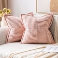 Miniatyrbillede 1 af 5: Fløjlsbetræk til puder, 2 stk., dekorative, moderne patchwork-betræk til pyntepuder, bløde pudebetræk til boligindretning, sofa, pink, 45*45 cm