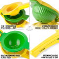 Miniatyrbild 3 av 5: Metallisk 2-i-1 citron- och limepress - Handpress för citron - Manuell citruspress för maximal extraktion