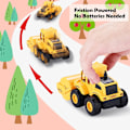 Miniatyrbild 2 av 5: Konstruktionsleksaker för 3 år gamla pojkar flickor barn, friktionsdrivna konstruktionsbilar leksakssandbil med grävmaskin, bulldozer, (färg 4-pack)