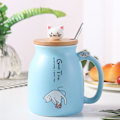 Miniatyrbillede 3 af 5: Tekop med ske og låg, keramisk kaffekop, kawaii katte kop, søde tekopper, søde ting, fødselsdagsgaver, 401-500ml 350ML