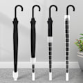 Miniatyrbillede 4 af 4: Automatisk Lang Sort Herreparaply - Solid - 16 Fiber Ribber - XXL Vindtæt
