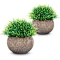 Miniatyrbillede 1 af 4: Kunstige planter 2 stk., små kunstige planter i potte, græs af plast, kunstige planter af plast