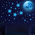 Miniatyrbillede 5 af 5: Glow in the Dark Stjerner til Loftet, Glow in the Dark Stjerner og Måne Vægklistermærker