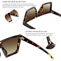 Miniatyrbilde 3 av 4: Oversized firkantede solbriller Mote siamesisk linse stil Flat Top Shield Shades unisex brown