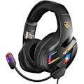 Miniatyrbillede 1 af 4: Gaming Headset til PC PS5 PS4 Xbox One, med 50mm Drivere 3D Surround Sound, Støjreducerende Mikrofon, Bløde Memory Ørekopper & 4 Tilstande RGB Lys