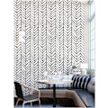 Pikkukuva 2 / 5: Moderni raidallinen irrotettava ja liimattava tapetti Herringbone mustavalkoinen vinyyli koristeellinen 17,7 tuumaa x 19,7 jalkaa A