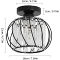 Miniatyrbillede 2 af 5: Mini Rund Semi Indbygget E27 Loftslampe, Krystal Loftslampe til Soveværelse Køkken Spisestue Gang Indgang (Sort)