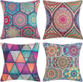 4-pack Dekorativa Kuddfodral 45cm x 45cm Modern Mandala Boho Kvadratiska Kuddfodral Bomullslinne Kuddfodral för Soffa