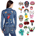 Miniatyrbillede 3 af 5: Stryge på patch 32 stykker blandede stil patches til tøj broderi applikation til syning jakker rygsække jeans