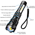 Pikkukuva 5 / 5: A76 Supertehokas LED-taskulamppu 20000 lumenia USB-ladattava taskulamppu 7 tilaa taktinen taskulamppu pidikkeellä