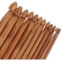 Miniatyrbild 3 av 5: 12-delad bambu virknålsset, 3 mm till 10 mm i diameter, stickningsnålar stickningshantverk set, DIY trä stickningsnål kit