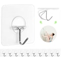 Miniatyrbillede 1 af 5: Klæbende kroge til ophængning af kroge Selvkroge Vandtætte gennemsigtige kroge til badeværelse brusekøkken nøgler dør udendørs hjem Utility Hook 12 pakke