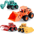 Miniatyrbild 1 av 5: Konstruktionsleksaker för 3 år gamla pojkar flickor barn, friktionsdrivna konstruktionsbilar leksakssandbil med grävmaskin, bulldozer, (färg 4-pack)