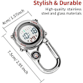 Miniatyrbillede 5 af 5: Karabinhage Ur Digitalt Clip-on Quartz Ur Multifunktionelt Karabinhage FOB Ur Lysende Urskive Kompas Karabinhage Ur med Kompas（rød）