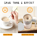 Miniatyrbild 2 av 5: Uppladdningsbar självomrörande mugg, självomrörande kaffemugg automatisk magnetisk omrörning kaffemugg självblandande kaffemugg roterande White