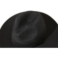 Miniatyrbilde 4 av 5: Kvinners bredbremmet strå Panama rull opp hatt beltespenne Fedora strand solhatt for kvinner UPF50+ Black