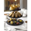 Miniatyrbild 1 av 4: 3-vånings kakställ - Naturlig skiffer | Robustt afternoon tea-ställ för att visa upp kakor, cupcakes och bufféfat
