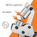 Miniatyrbillede 5 af 5: Professionelle øjepunch-tænger - minimal indsats - øjepunch med 100 øjer (indre Ø 10 mm)