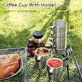 Miniatyrbillede 2 af 5: 6 stk. Rustfrit Stål Kaffe Kopsæt, Dobbelt Væggede Metal Kopper med Kopholder og Håndtag til Vand, Juice, Te Azul oscuro