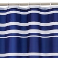 Miniatyrbilde 2 av 5: Dusjforheng i stoff - 72 x 72 tommer, for baderom 72''x72'' Navy Blue Stripe