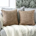 Pikkukuva 4 / 5: 2 kpl tyynynpäällistä, yksivärinen, pellavainen tyynynpäällinen, sohvaan, makuuhuoneeseen, kotiin, 45*45cm Coffee color
