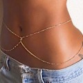 Miniatyrbilde 1 av 5: Boho Body Chain Lagdelt Kobber Perle Rhinestone Midjekjede Strand Body Tilbehør Justerbar Smykker for Kvinner og Jenter (Sølv)