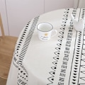 Pikkukuva 5 / 5: Bohemian geometrinen pöytäliina puuvillapellava boho pöytäliina valkoinen ja musta pöytäliina