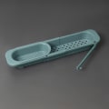 Miniatyrbilde 2 av 5: Kjøkkenvask oppbevaringsstativ med utvidbart teleskopstativ og svampboks (havblå)